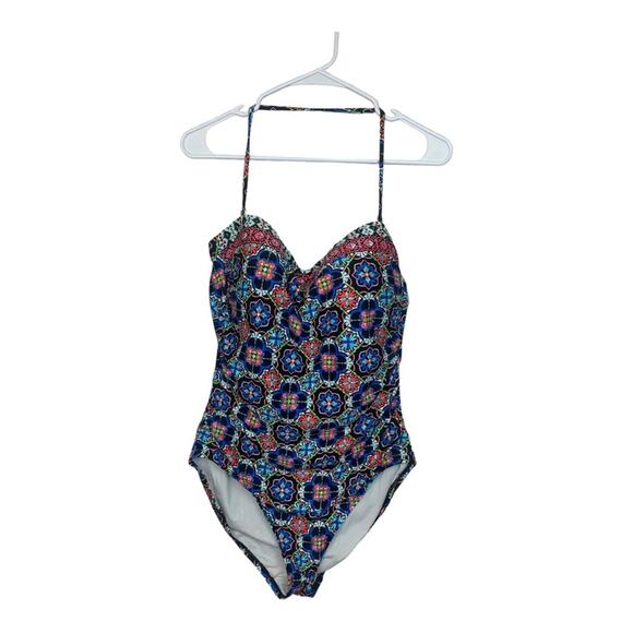 La Blanca womens 14 large one piece swimsuit bathing multicolor halter padded sl - Picture 1 of 10